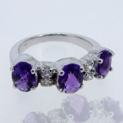 African Amethyst and Diamond White CZ 925 Sterling Silver Ring
