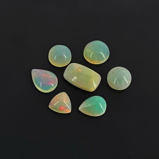 13.55 Cts. Ethiopian Opal 1.35-3mm Smooth Mix Shape AA Grade Cabochons Parcel - Total 7 Pcs.