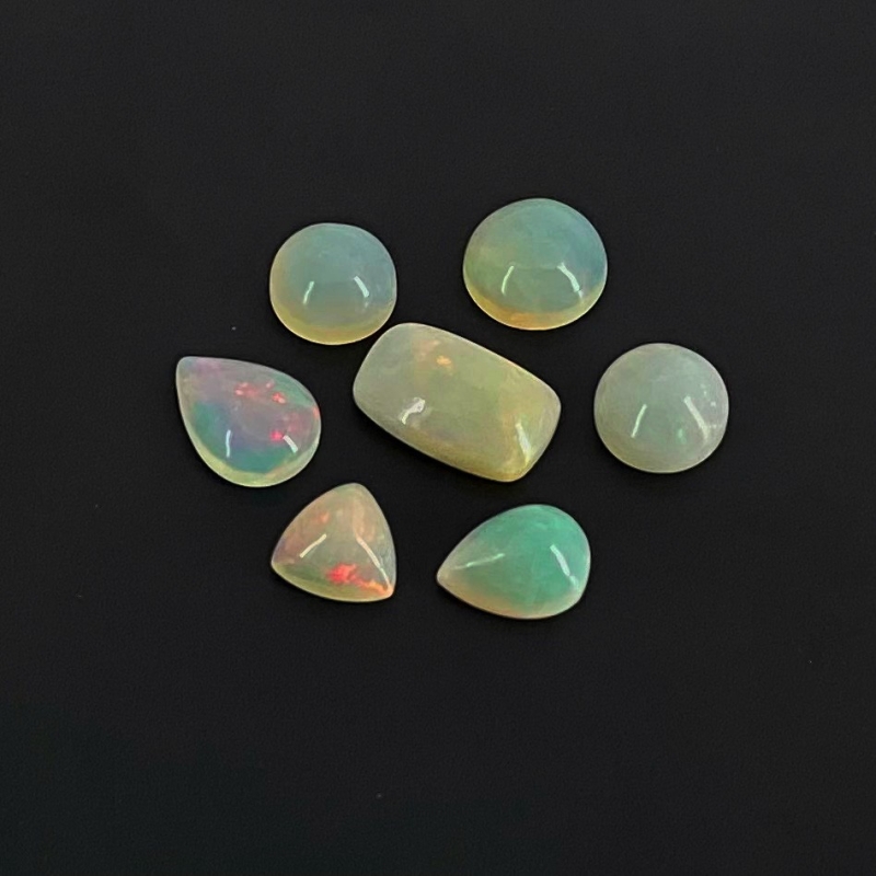 13.55 Cts. Ethiopian Opal 1.35-3mm Smooth Mix Shape AA Grade Cabochons Parcel - Total 7 Pcs.