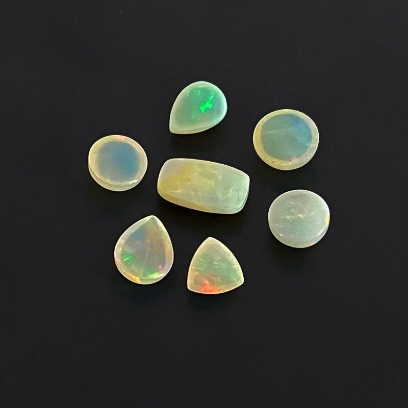 13.55 Cts. Ethiopian Opal 1.35-3mm Smooth Mix Shape AA Grade Cabochons Parcel - Total 7 Pcs.