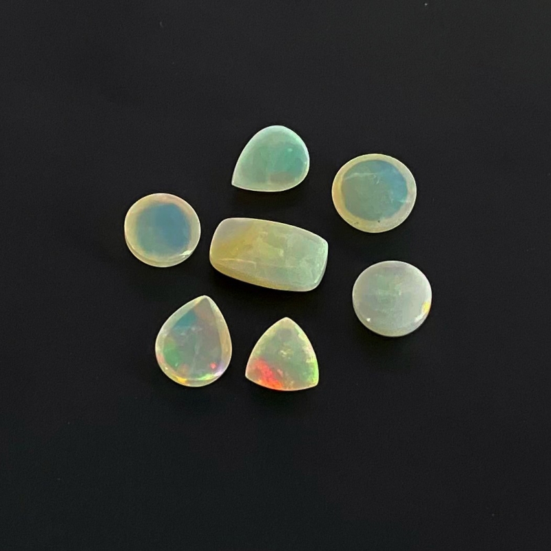 13.55 Cts. Ethiopian Opal 1.35-3mm Smooth Mix Shape AA Grade Cabochons Parcel - Total 7 Pcs.