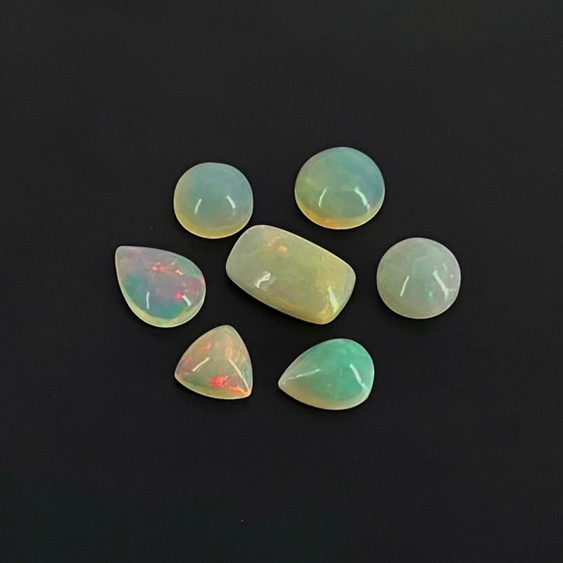 13.55 Cts. Ethiopian Opal 1.35-3mm Smooth Mix Shape AA Grade Cabochons Parcel - Total 7 Pcs.