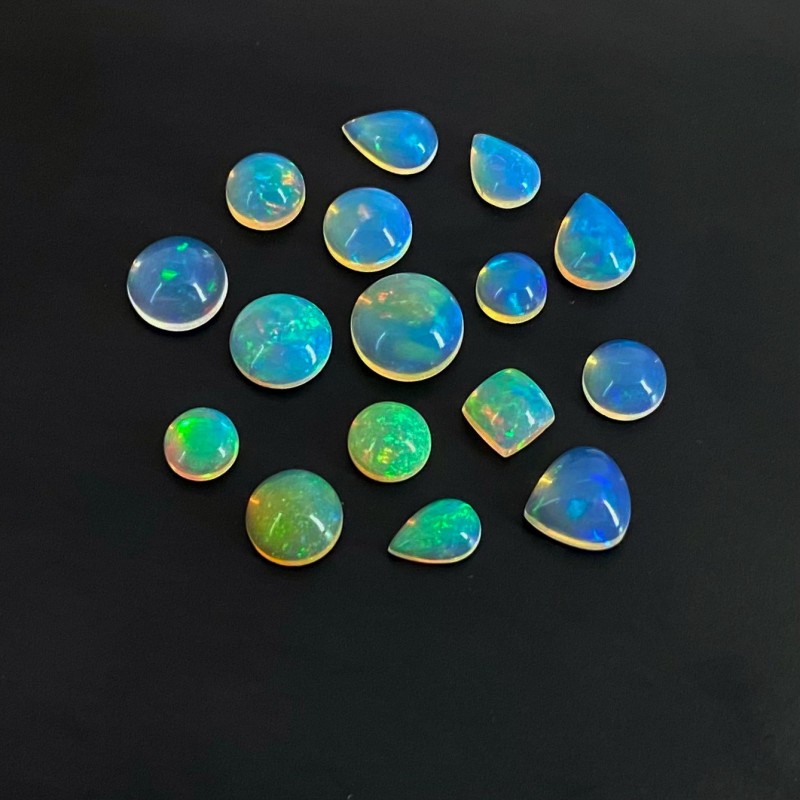 26.15 Cts. Ethiopian Opal 0.90-3.45mm Smooth Mix Shape AAA Grade Cabochons Parcel - Total 16 Pcs.