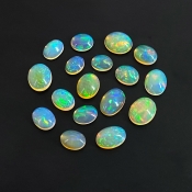26.20 Cts. Ethiopian Opal 8X6-11X9mm Smooth Oval Shape AAA+ Grade Cabochons Parcel - Total 17 Pcs.