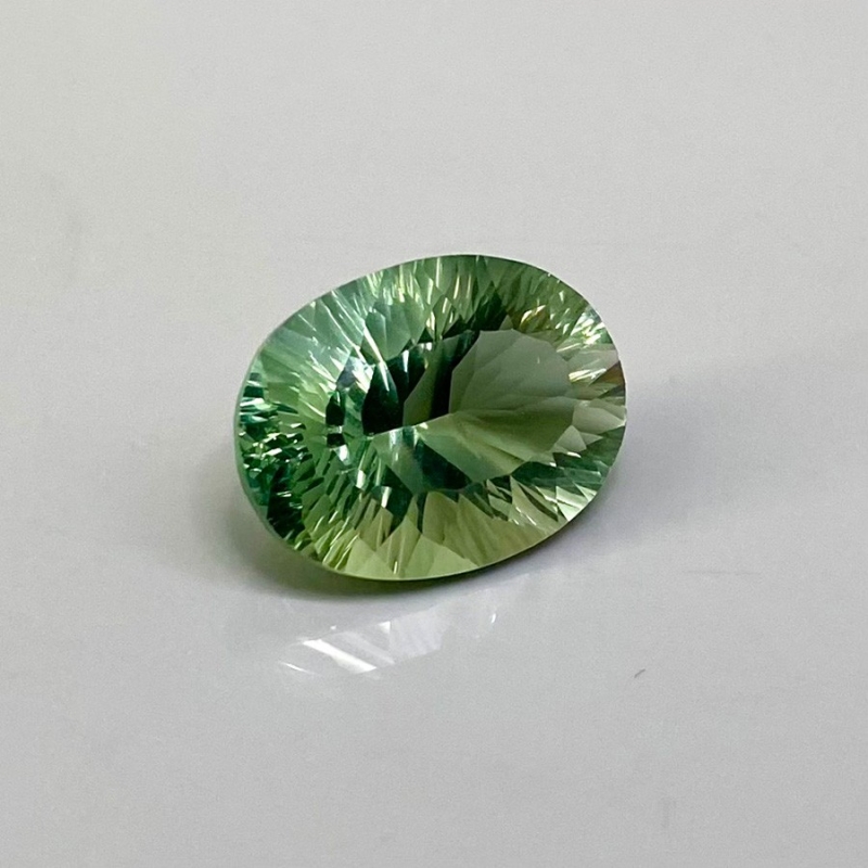  17.5 Carat Green Fluorite 19x14mm Concave Cut Oval Shape AAA Grade Loose Gemstone - Total 1 Pc.