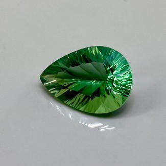 Green Fluorite Concave Cut Pear Shape AAA Grade Loose Gemstone - 23.5x16mm - 1 Pc. - 25.40 carat