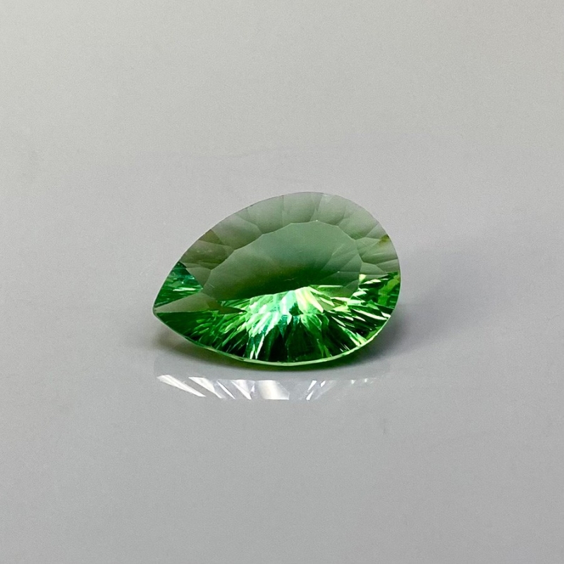  12.10 Carat Green Fluorite 19.5x13.5mm Concave Cut Pear Shape AAA Grade Loose Gemstone - Total 1 Pc.