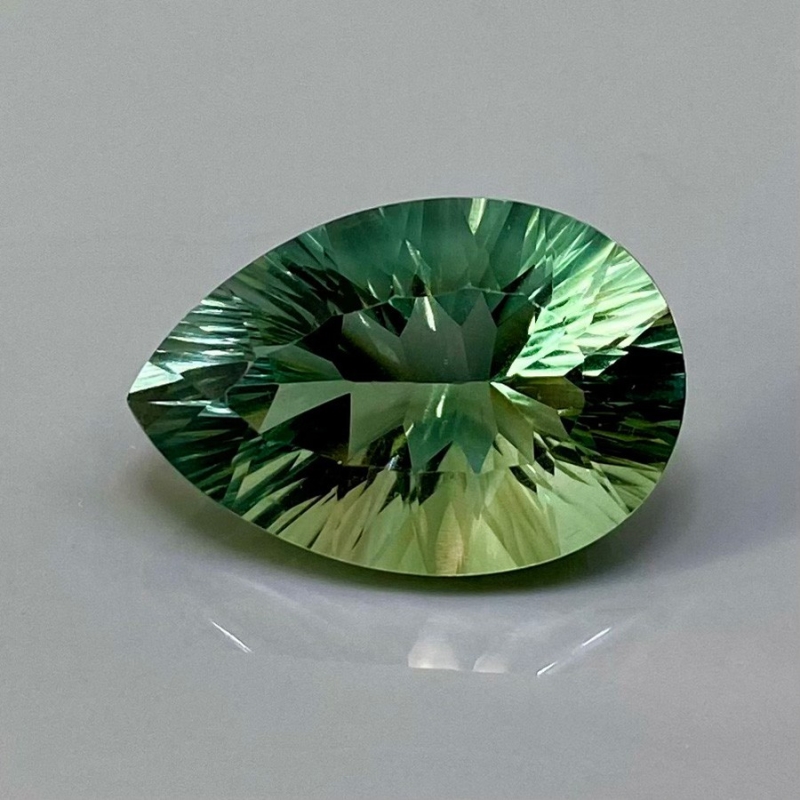  19.35 Carat Green Fluorite 21x14mm Concave Cut Pear Shape AAA Grade Loose Gemstone - Total 1 Pc.