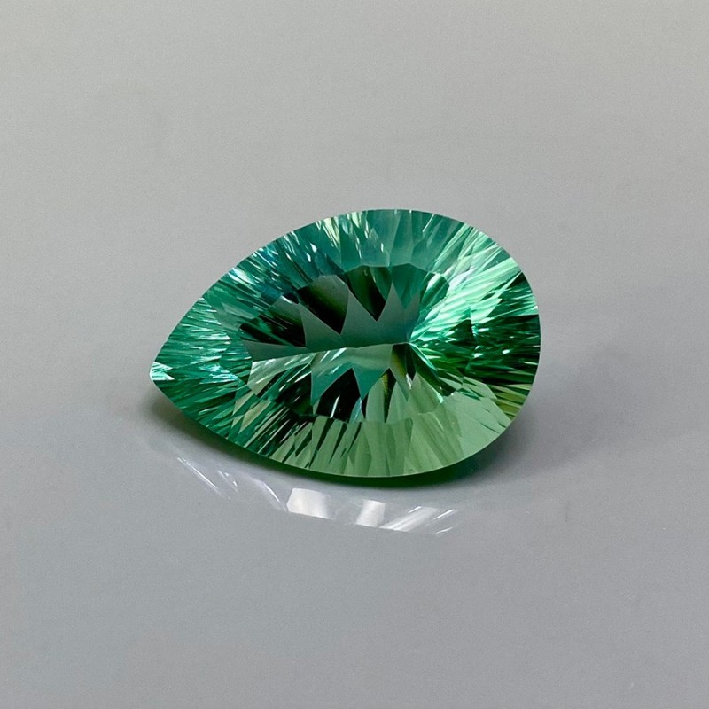 Green Fluorite Concave Cut Pear Shape Loose Gemstone - 24x16mm - 1 Pc. - 25.65 Carat