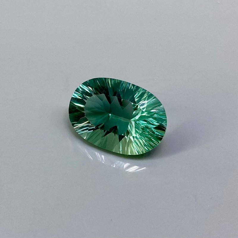 Green Fluorite Concave Cut Oval Shape Loose Gemstone - 26x16mm - 1 Pc. - 27.45 carat
