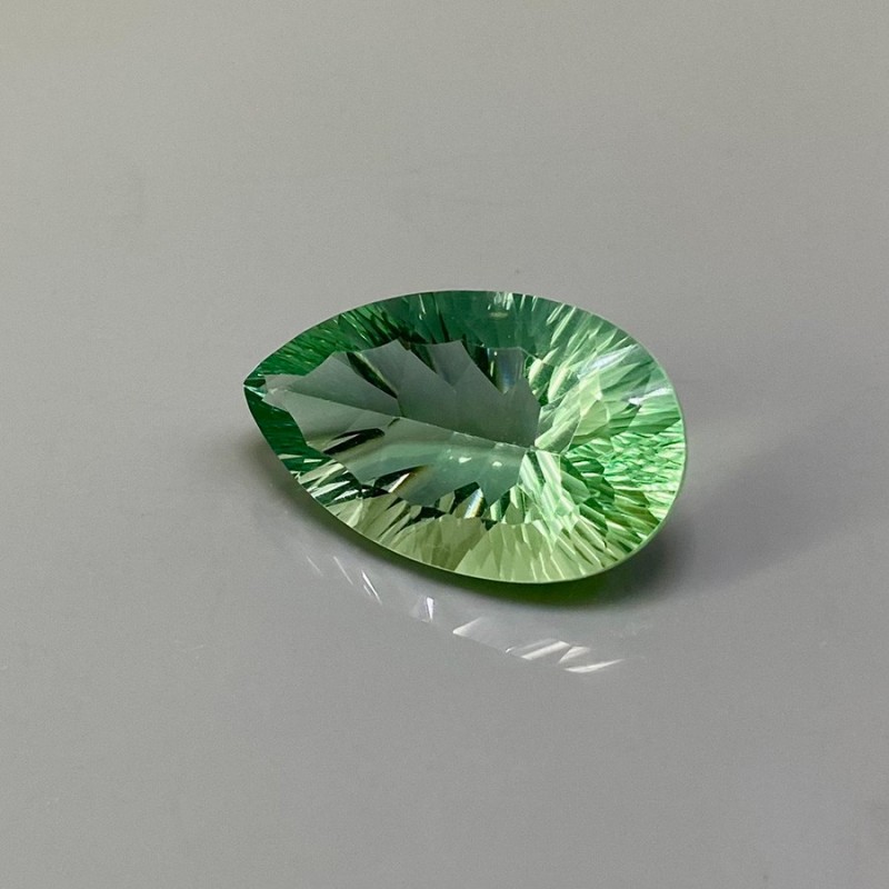 Green Fluorite Concave Cut Pear Shape AAA Grade Loose Gemstone - 25x15mm - 1 Pc. - 25.05 carat