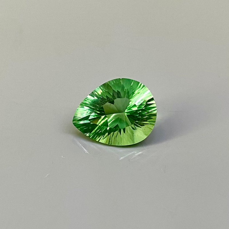 Green Fluorite Concave Cut Pear Shape Loose Gemstone - 15x12mm - 1 Pc. - 8.30 Carat
