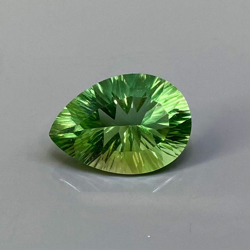 15.75 Carat Green Fluorite 20x14mm Concave Cut Pear Shape AAA Grade Loose Gemstone - Total 1 Pc.