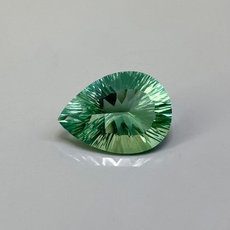 Green Fluorite Concave Cut Pear Shape Loose Gemstone - 25x18mm - 1 Pc. - 29.75 Carat