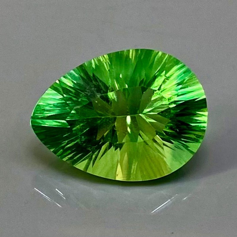  8.6 Carat Green Fluorite 15x11.5mm Concave Cut Pear Shape AAA Grade Loose Gemstone - Total 1 Pc.