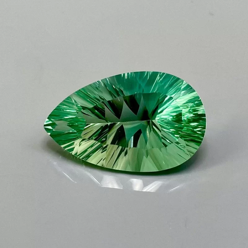 Green Fluorite Concave Cut Pear Shape AAA Grade Loose Gemstone - 28x17mm - 1 Pc. - 34.3 Carat