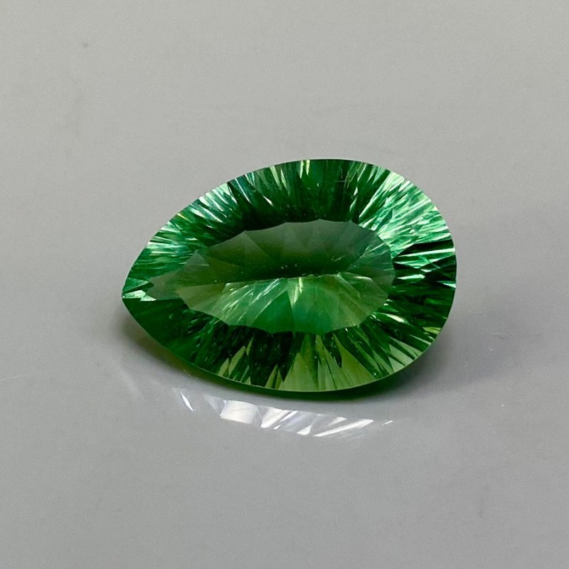 Green Fluorite Concave Cut Pear Shape Loose Gemstone - 22x15mm - 1 Pc. - 19.95 Carat