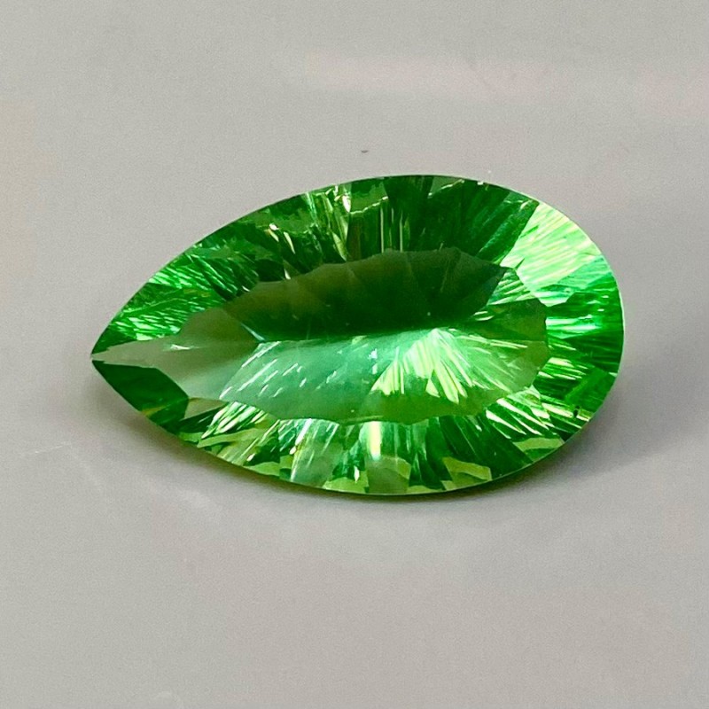 Green Fluorite Concave Cut Pear Shape AAA Grade Loose Gemstone - 23x14mm - 1 Pc. - 16.10 Carat