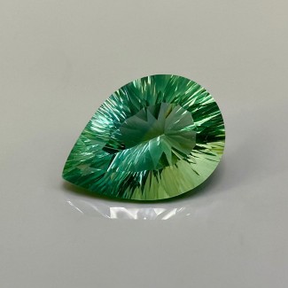 Green Fluorite Concave Cut Pear Shape Loose Gemstone - 25x18mm - 1 Pc. - 30.05 Carat