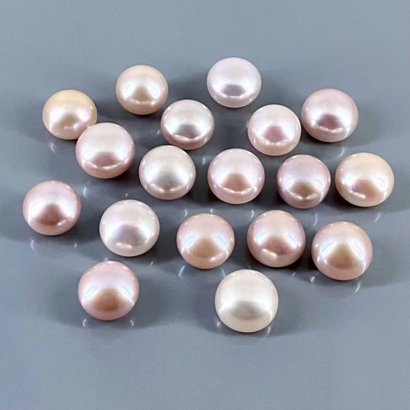 131 Cts. Peach Freshwater Pearl 10.5-11mm Smooth Round Shape AAA Grade  Pearl Beads Lot - Total 18 Pcs.