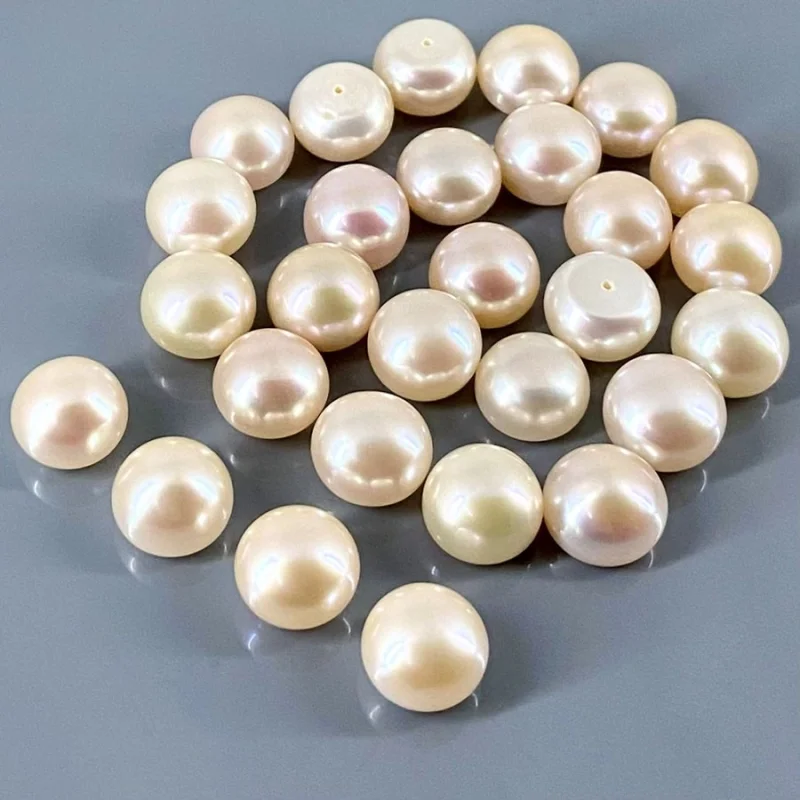 208 Cts. Peach Freshwater Pearl 10.5-11mm Smooth Round Shape AAA Grade  Pearl Beads Lot - Total 28 Pcs.