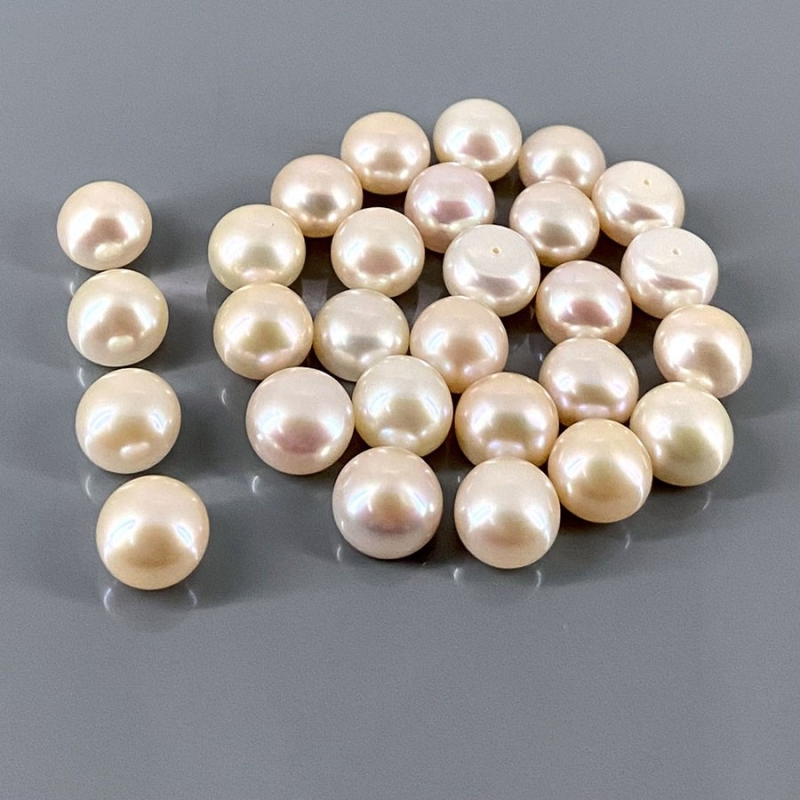 208 Cts. Peach Freshwater Pearl 10.5-11mm Smooth Round Shape AAA Grade  Pearl Beads Lot - Total 28 Pcs.