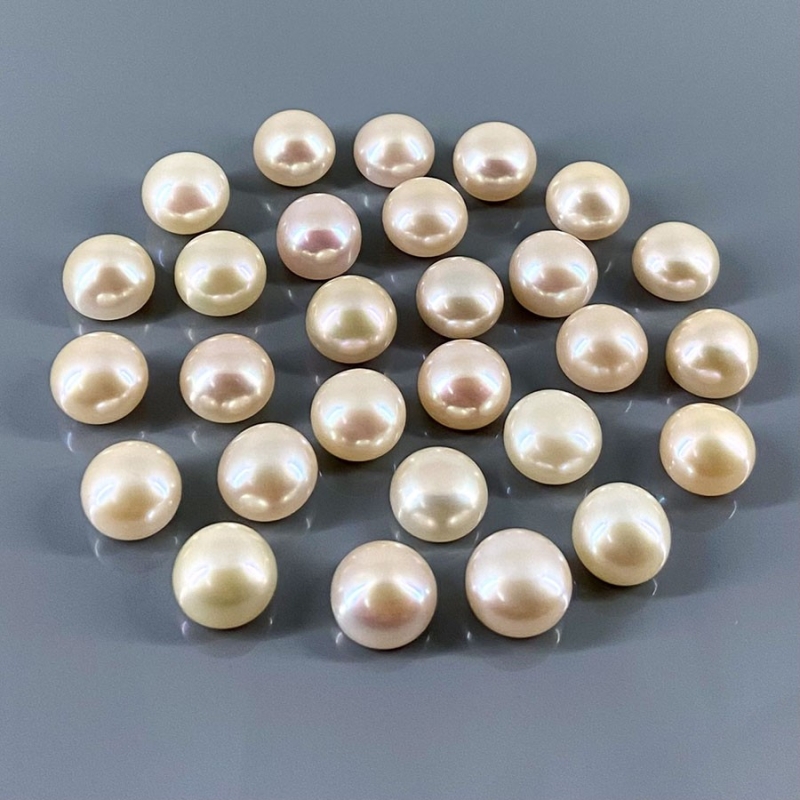 208 Cts. Peach Freshwater Pearl 10.5-11mm Smooth Round Shape AAA Grade  Pearl Beads Lot - Total 28 Pcs.