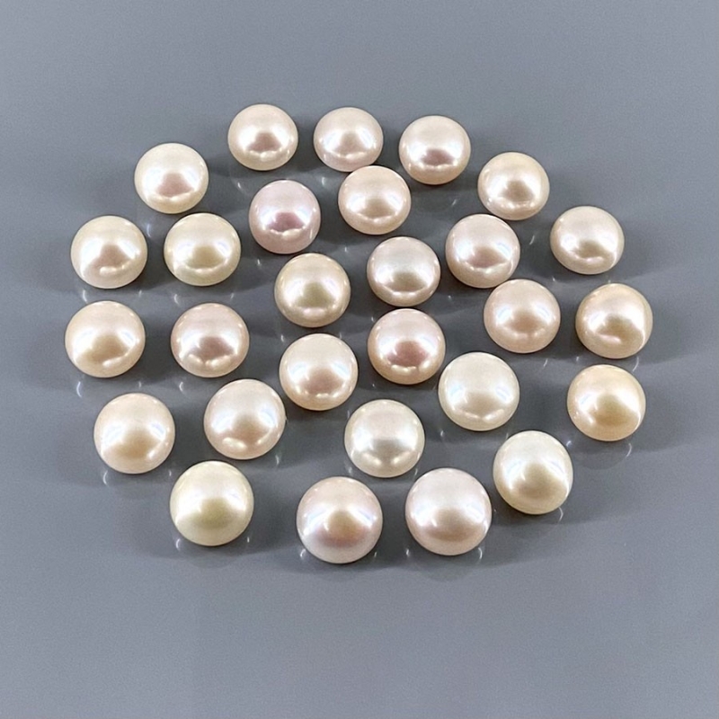 208 Cts. Peach Freshwater Pearl 10.5-11mm Smooth Round Shape AAA Grade  Pearl Beads Lot - Total 28 Pcs.