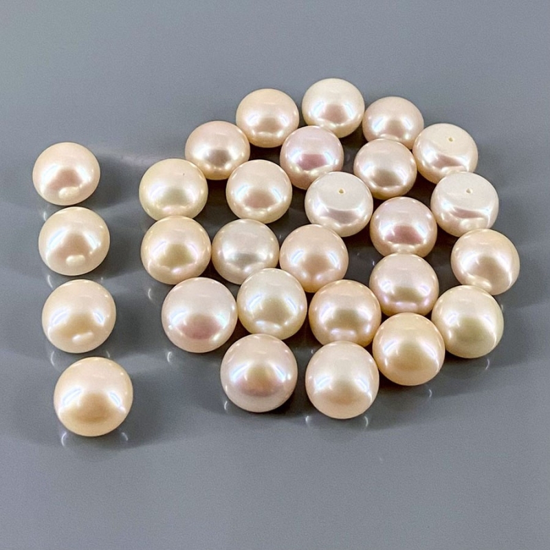 208 Cts. Peach Freshwater Pearl 10.5-11mm Smooth Round Shape AAA Grade  Pearl Beads Lot - Total 28 Pcs.