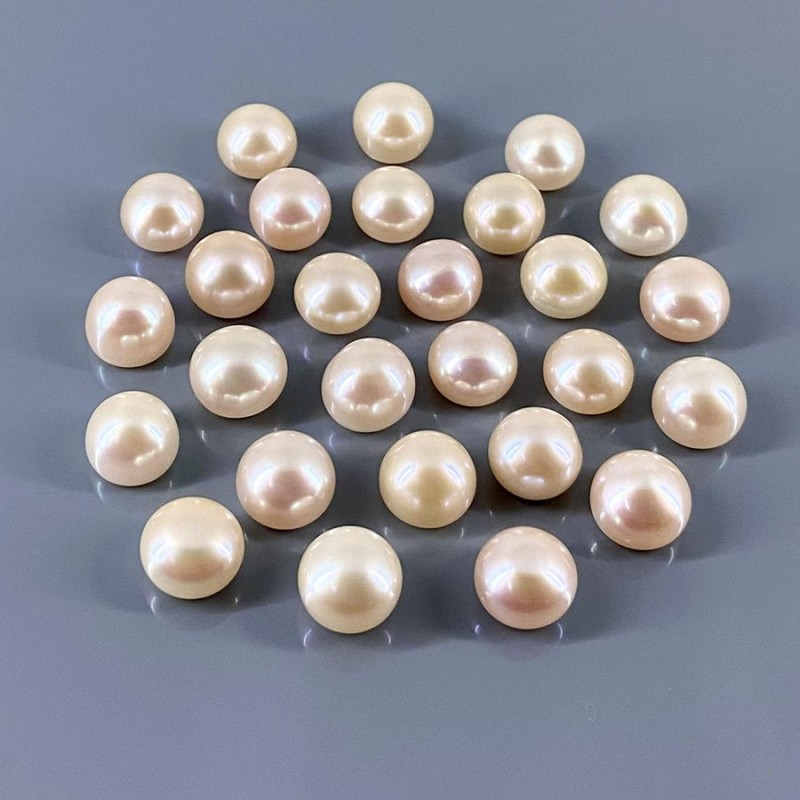 Peach Freshwater Pearl Smooth Round Shape AAA Grade Gemstone Loose Beads - 10.5-11.5mm - 27 Pc. - 216.60 Cts.