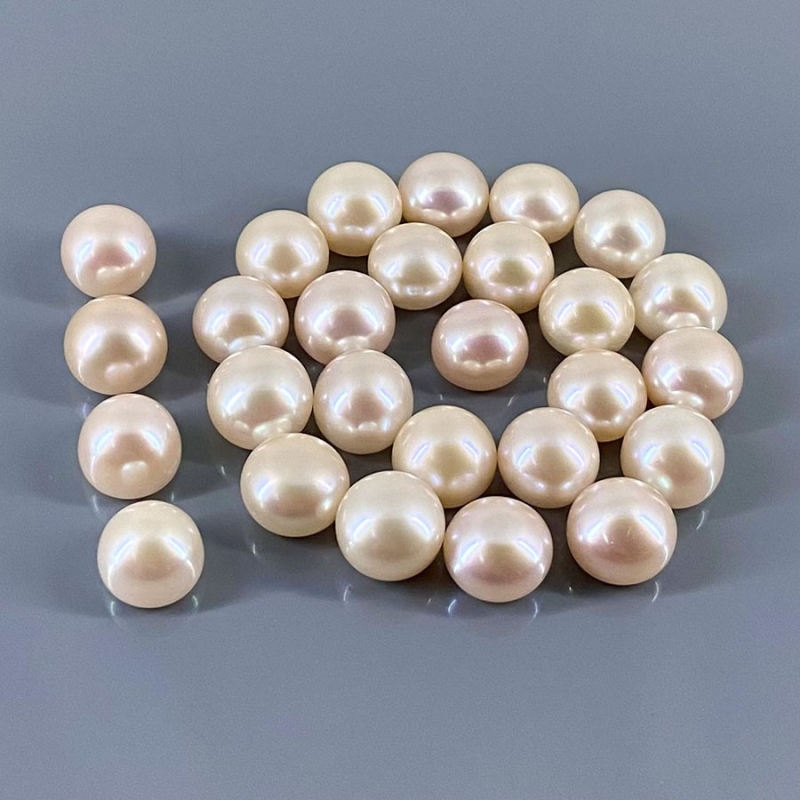 216.60 Cts. Peach Freshwater Pearl 10.5-11.5mm Smooth Round Shape AAA Grade  Pearl Beads Lot - Total 27 Pcs.