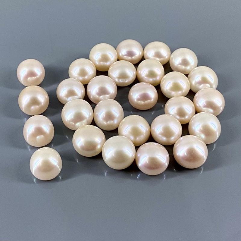 216.60 Cts. Peach Freshwater Pearl 10.5-11.5mm Smooth Round Shape AAA Grade  Pearl Beads Lot - Total 27 Pcs.