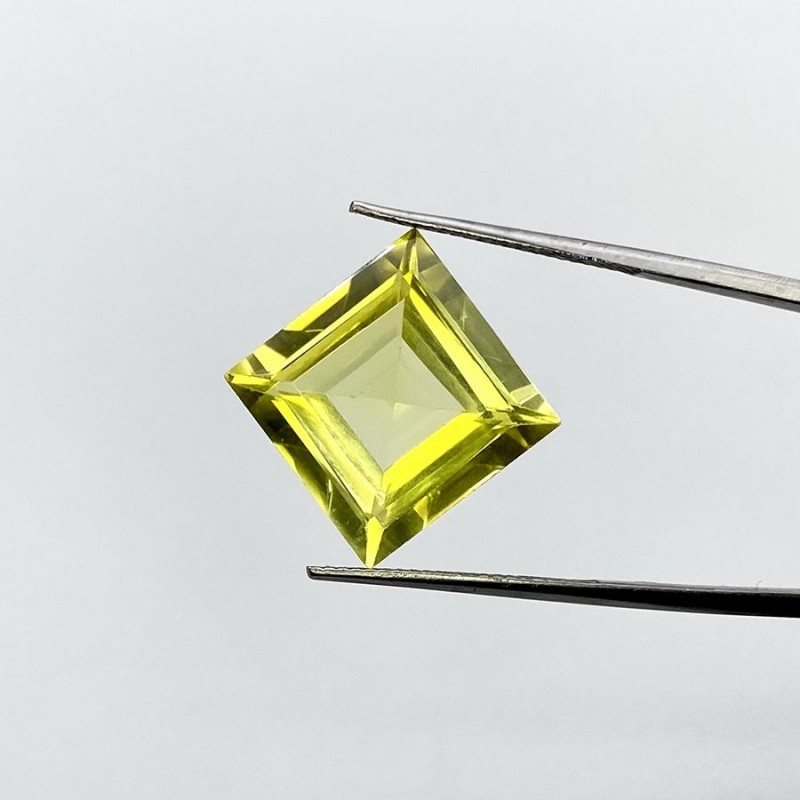  18.4 Carat Lab Yellow Sapphire 15mm Step Cut Square Shape AAA Grade Loose Gemstone - Total 1 Pc.