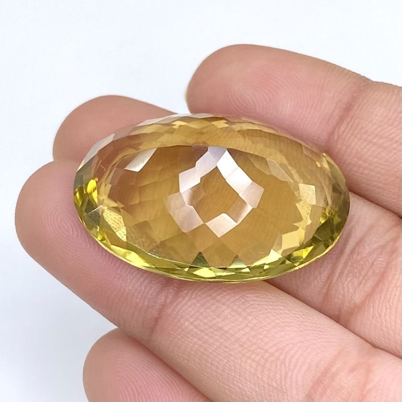  54.70 Cts. Lemon Quartz 32x23mm Faceted Oval Shape AAA Grade Loose Gemstone - Total 1 Pc.