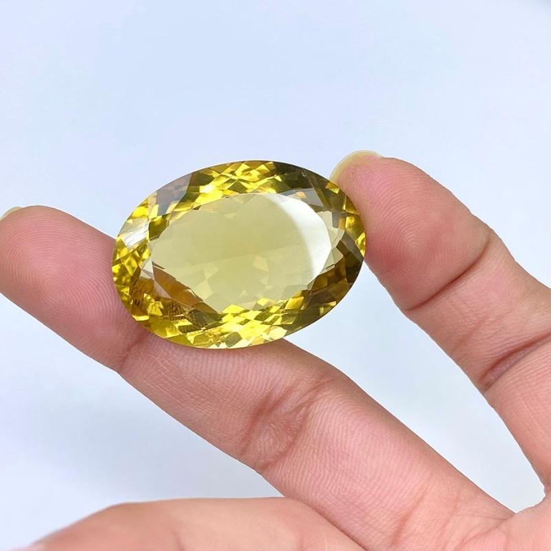  54.70 Cts. Lemon Quartz 32x23mm Faceted Oval Shape AAA Grade Loose Gemstone - Total 1 Pc.