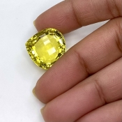  24.85 Cts. Lemon Quartz 18.5mm Checkerboard Heart Shape AAA+ Grade Loose Gemstone - Total 1 Pc.