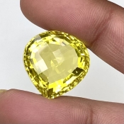  24.85 Cts. Lemon Quartz 18.5mm Checkerboard Heart Shape AAA+ Grade Loose Gemstone - Total 1 Pc.