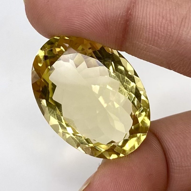  40.10 Cts. Lemon Quartz 28x20mm Faceted Oval Shape AAA Grade Loose Gemstone - Total 1 Pc.