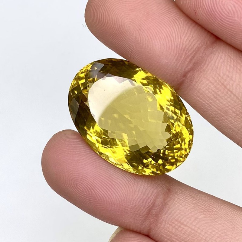 40.80 Cts. Lemon Quartz 26x19mm Faceted Oval Shape AAA Grade Loose Gemstone - Total 1 Pc.