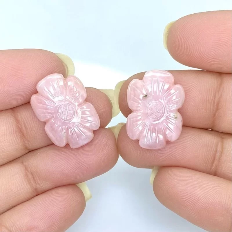 15.70 Cts. Pink Opal 19x13.5mm Carved Fancy Shape AA+ Grade Matched Gemstone Carvings Pair - Total 2 Pcs.