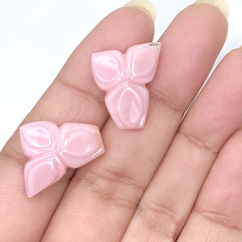 17.31 Cts. Pink Opal 17.5x14mm Carved Fancy Shape AA+ Grade Matched Gemstone Carvings Pair - Total 2 Pcs.