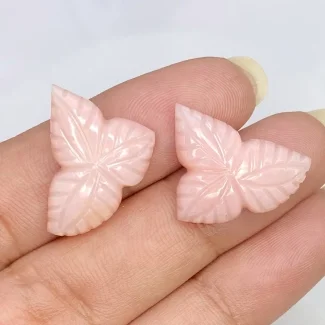 17.24 Cts. Pink Opal 18x15mm Carved Fancy Shape AA+ Grade Matched Gemstone Carvings Pair - Total 2 Pcs.