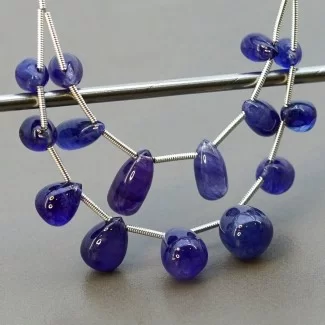 Blue Sapphire 8-14mm Smooth Drop Shape AA+ Grade 7 Inch Long Gemstone Beads Layout