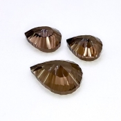 43.05 Carat Smoky Quartz 23x16.5-17.5x12mm Concave Cut Pear Shape AAA Grade Matched Cabochons Set - Total 3 Pcs.