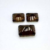 52.05 Carat Smoky Quartz 20x15-16x13mm Concave Cut Cushion Shape AAA Grade Matched Cabochons Set - Total 3 Pcs.
