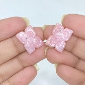 12.86 Cts. Pink Opal 16.5x13mm Carved Fancy Shape AA+ Grade Matched Gemstone Carvings Pair - Total 2 Pcs.