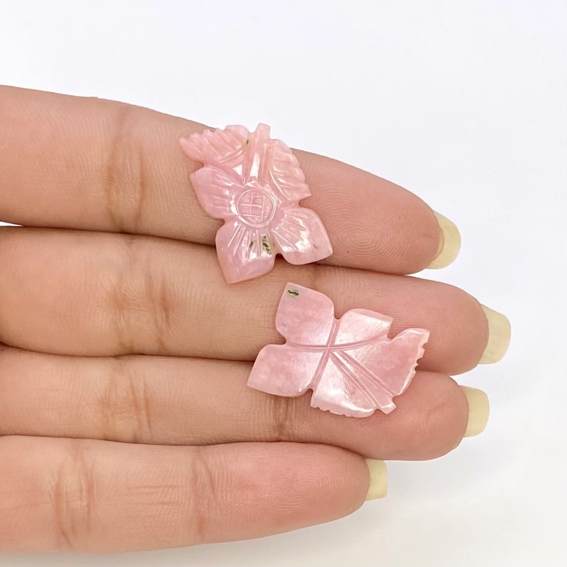13.38 Cts. Pink Opal 20x14.5mm Carved Fancy Shape AA+ Grade Matched Gemstone Carvings Pair - Total 2 Pcs.