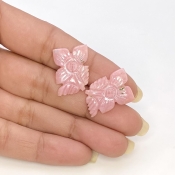 13.38 Cts. Pink Opal 20x14.5mm Carved Fancy Shape AA+ Grade Matched Gemstone Carvings Pair - Total 2 Pcs.