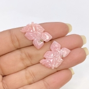 13.38 Cts. Pink Opal 20x14.5mm Carved Fancy Shape AA+ Grade Matched Gemstone Carvings Pair - Total 2 Pcs.