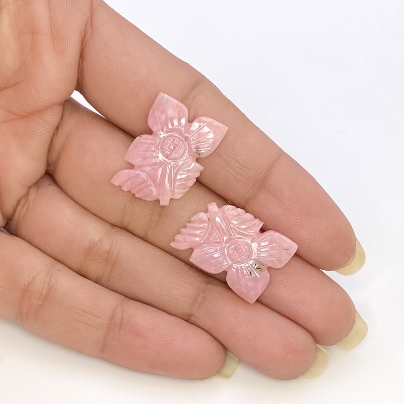 13.38 Cts. Pink Opal 20x14.5mm Carved Fancy Shape AA+ Grade Matched Gemstone Carvings Pair - Total 2 Pcs.